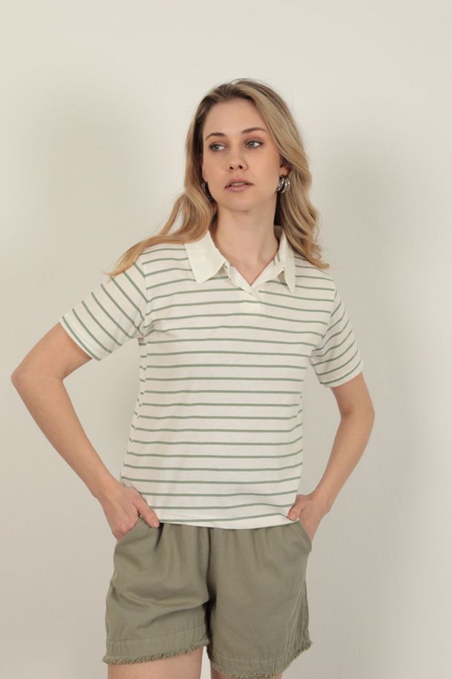 Maxi Modena Γυναικείο Μπλουζάκι Suprem Fabric Με Ριγέ Πολύχρωμο Χονδρικό εμπόριο ενδυμάτων Casual