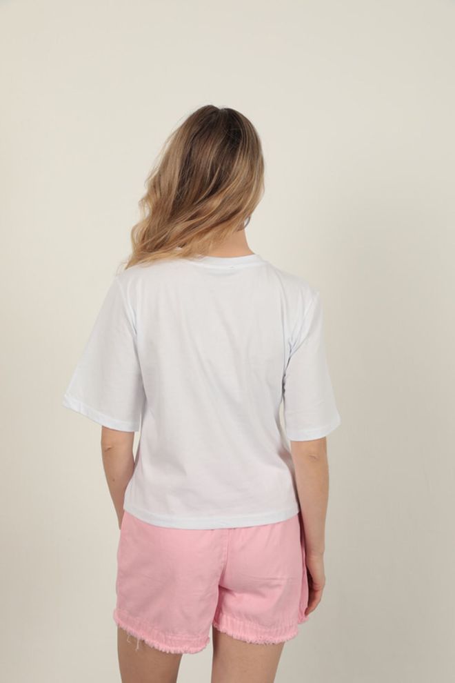 Maxi Modena Suprem Fabric Stone Detailed T Shirt White Wholesale Clothing 5