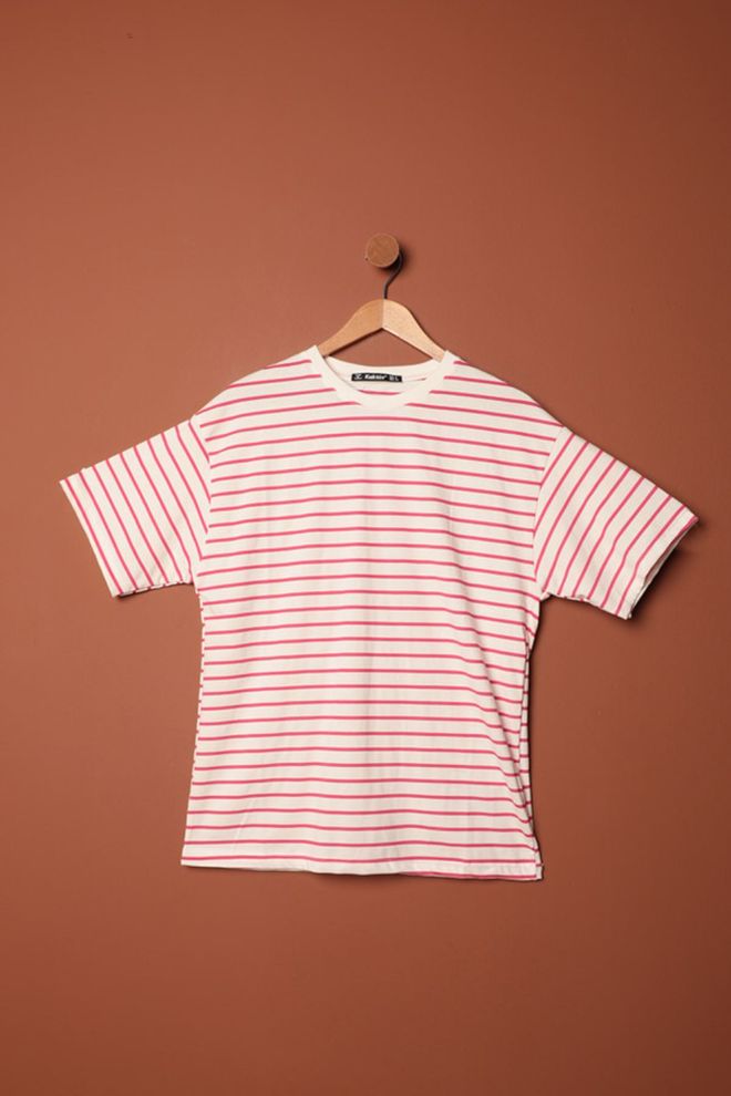 Maxi Modena T shirt Rayé À Col Zéro En Tissu Suprem Multicolore Vêtements en gros Décontracté