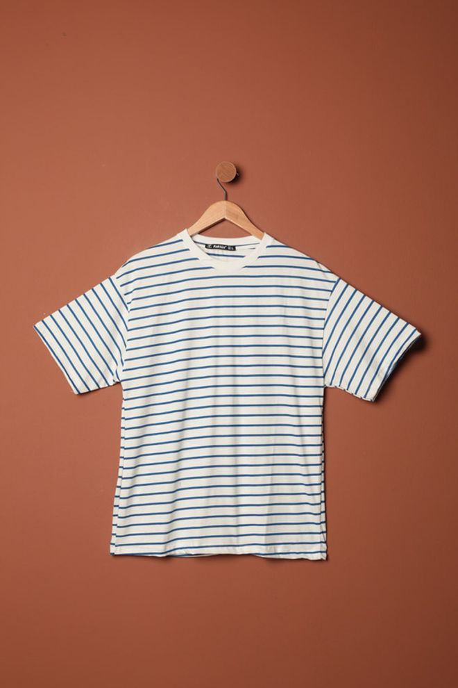 Maxi Modena T shirt In Tessuto Suprem A Righe Con Colletto Zero Multicolore Abbigliamento all'ingrosso Casuale