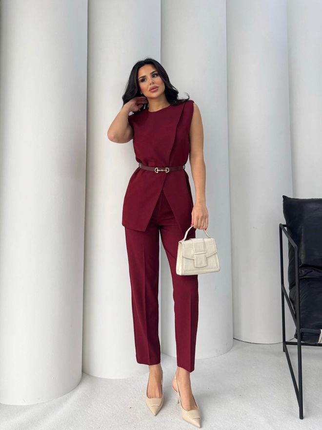 Maxi Modena Detaljno Odijelo Za Remen Bordo Veleprodaja odjeće Izlazak