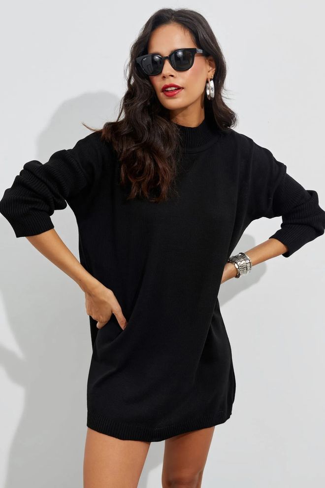 Mina Fashion Tunica in maglia nera Abbigliamento all'ingrosso Casuale