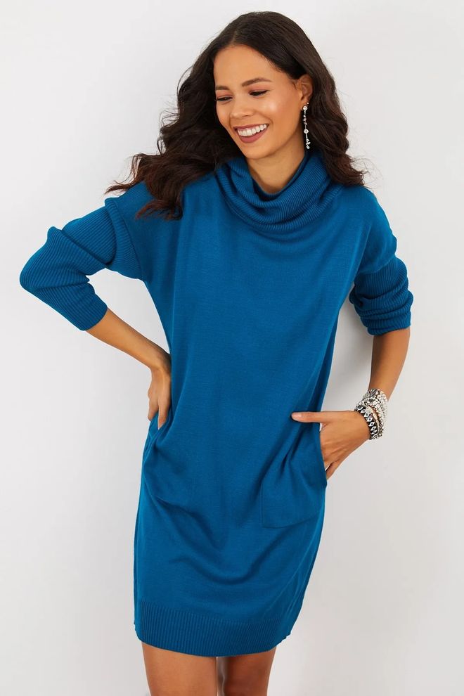 Mina Fashion فستان قصير محبوك بياقة سكوب ونيلي ملابس بالجملة غير رسمي