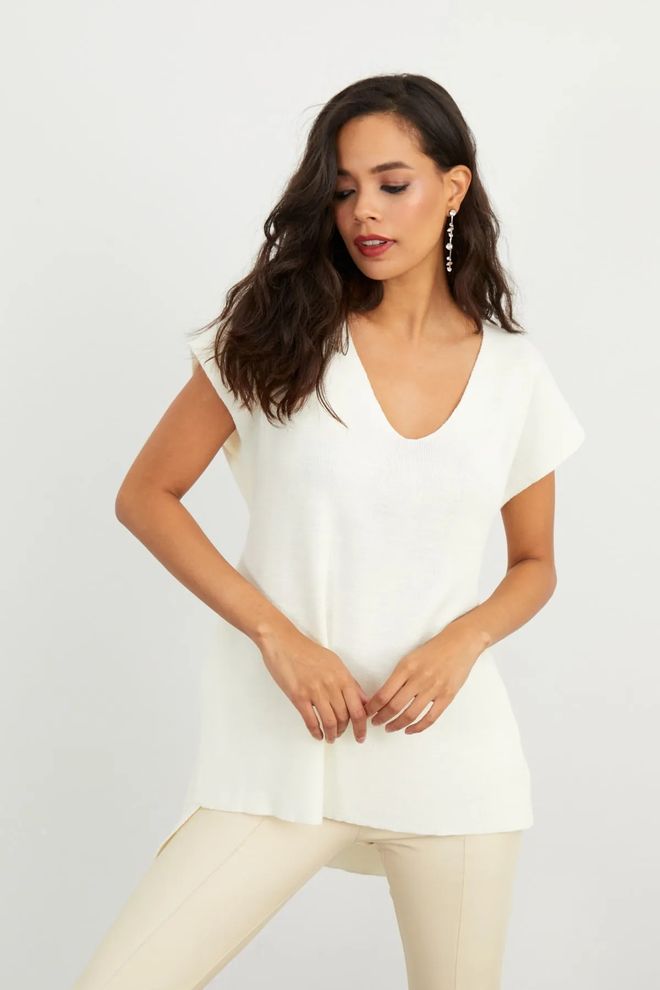 Mina Fashion Πουλόβερ Εκρού Χονδρικό εμπόριο ενδυμάτων Casual