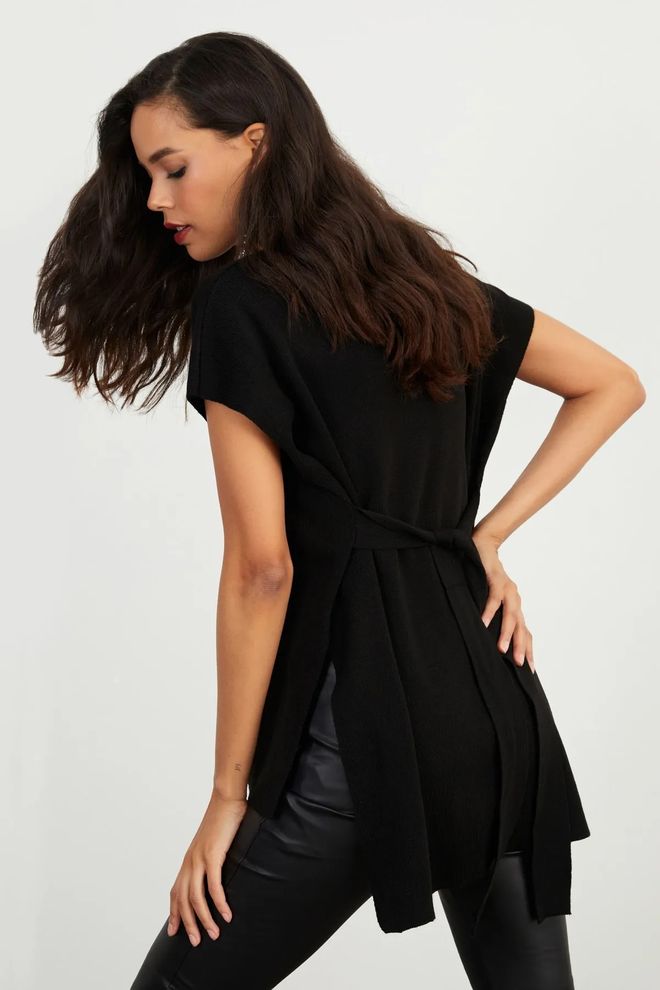 Mina Fashion Μαύρο Πουλόβερ Χονδρικό εμπόριο ενδυμάτων Casual