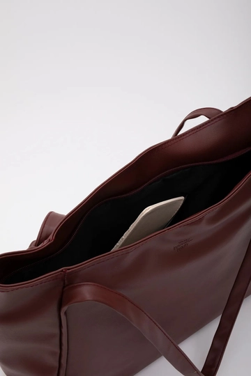 Модел на дрехи на едро носи  Чанта За Пазаруване С Цип От Изкуствена Кожа За Ръце  Рамо И Рамо С Вътрешно Отделение
, турски едро Чанта на Mina Fashion