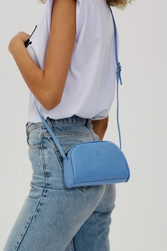 A wholesale clothing model wears mna10054-mini-urban-cross-strap-single-compartment-faux-leather-shoulder-bag, Turkish wholesale Bag of Mina Fashion