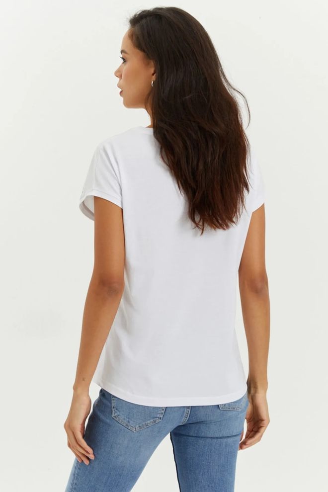 Mina Fashion T shirt casual in pizzo bianco con spalle Abbigliamento all'ingrosso 0