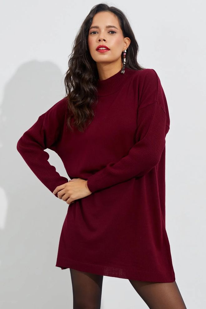 Mina Fashion Tunica in maglia Bordeaux Abbigliamento all'ingrosso Casuale
