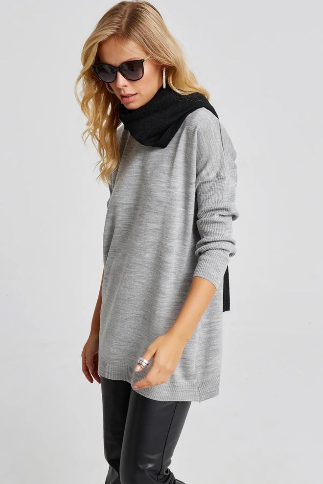 Mina Fashion Tunica in maglia grigia Abbigliamento all'ingrosso Casuale