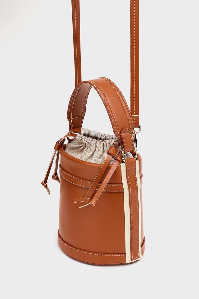 Mina Fashion Contrast Stitched Bucket Hand And Shoulder Bag Wholesale Clothing 0