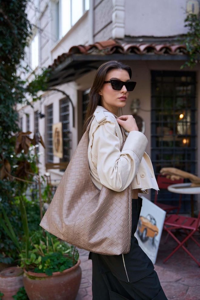 Mina Fashion Odinis Pečių Krepšys Su Tinklelio Raštu Didmeninė prekyba drabužiais 0