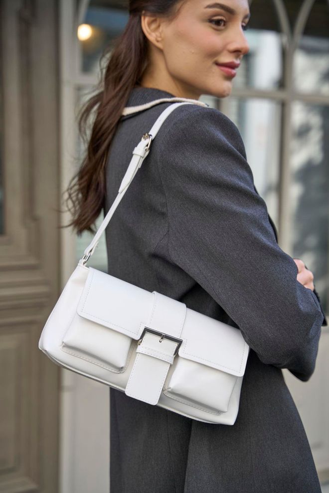 Mina Fashion Επικαλυμμένη τσάντα χεριών και ώμων Λευκή Χονδρικό εμπόριο ενδυμάτων 0