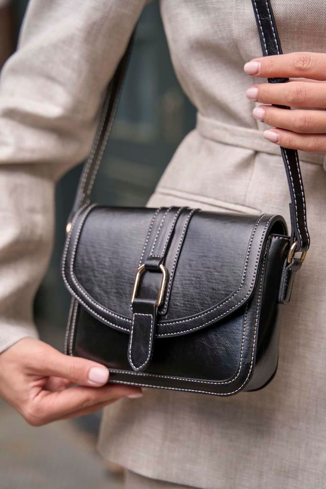 Mina Fashion Mini borsa a mano e tracolla in similpelle con fibbia nera Abbigliamento all'ingrosso 0