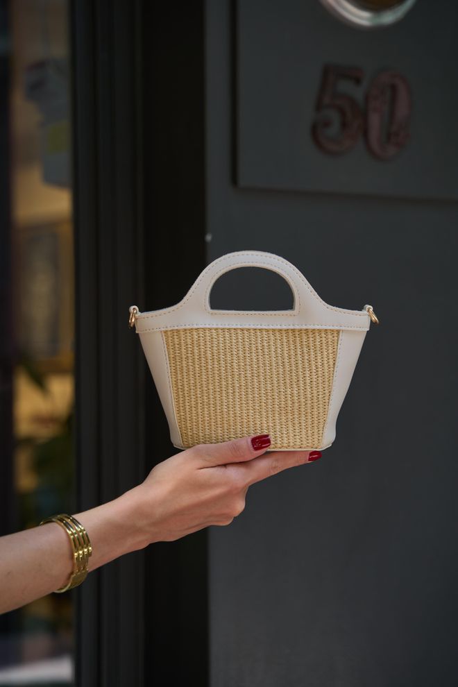 Mina Fashion Mini malha de arame detalhada, bolsa cruzada, malha cremosa Roupas por atacado 0