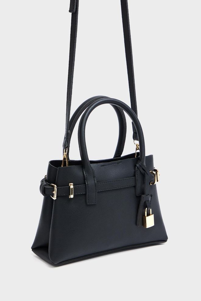 Mina Fashion Bolso de mano y hombro Mini Lock con detalles negros Ropa al por mayor 0