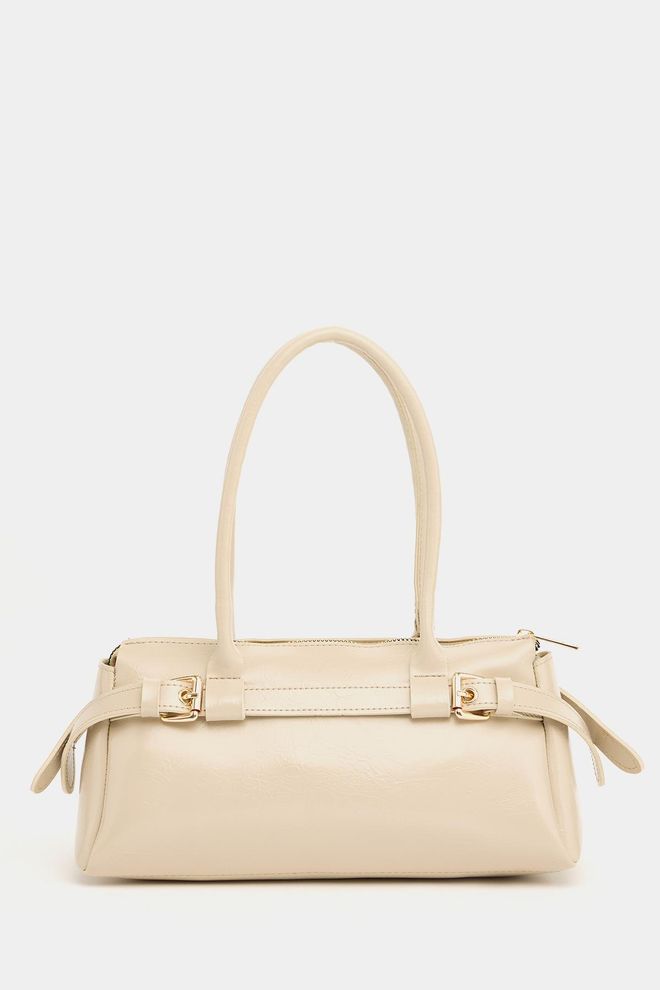 Mina Fashion Bolsa de mão e ombro detalhada com cinto de fivela dupla Mink Roupas por atacado 4