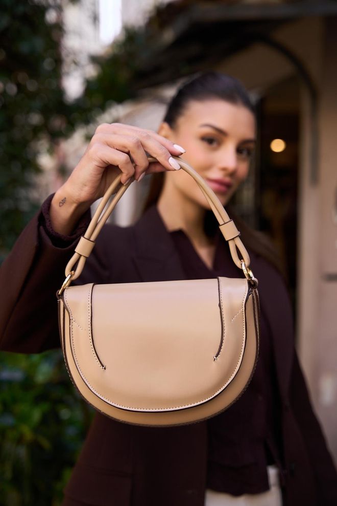 Mina Fashion Bolsa de mão e ombro com alça cruzada com costura contrastante Mink Roupas por atacado 0