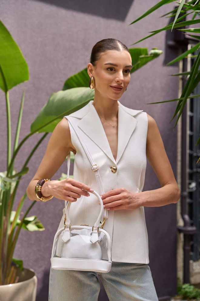 Mina Fashion Prozirna mini torba za ruke i ramena bijela Veleprodaja odjeće 0