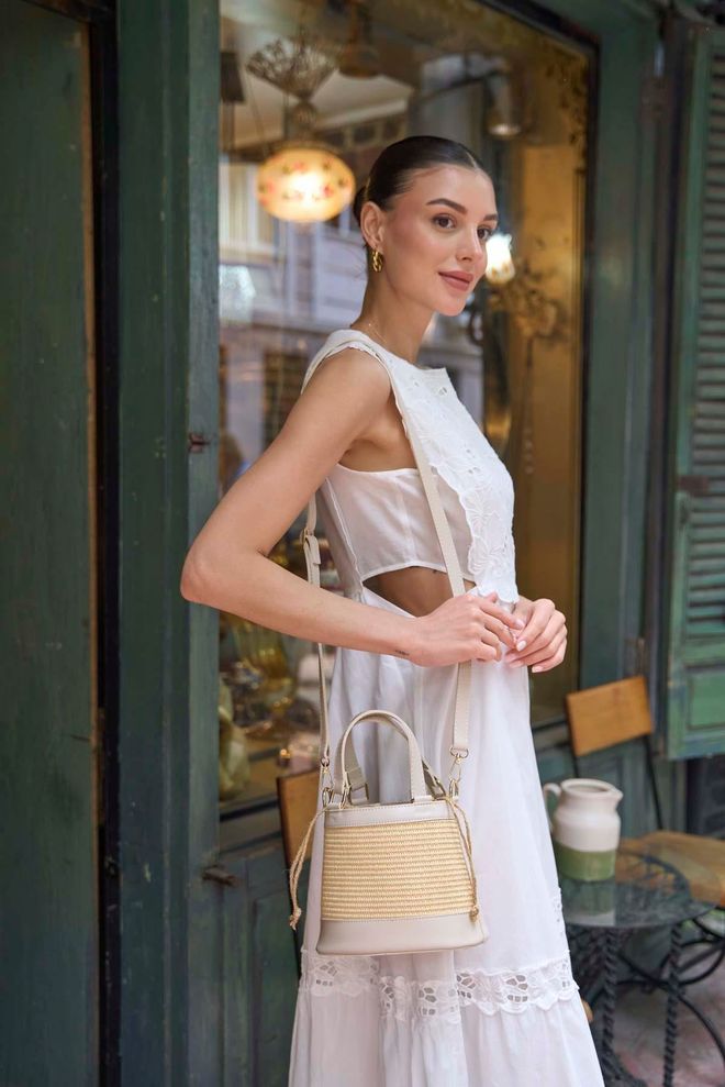 Mina Fashion Τσάντα χεριών και ώμων σε μποέμικο στυλ Μποέμικου στυλ Κρέμα Χονδρικό εμπόριο ενδυμάτων 0