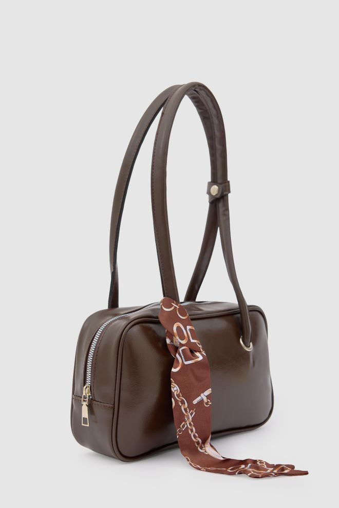 Mina Fashion Bolsa De Baguete Detalhada Com Cachecol Roupas por atacado Couro sintético