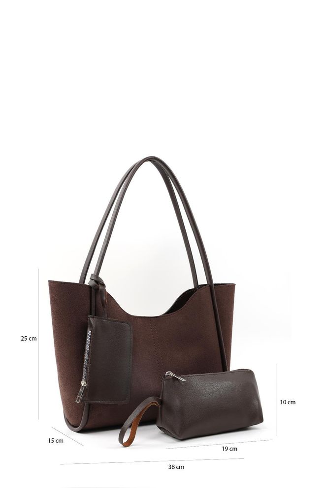 Mina Fashion Bolsa Feminina De Mão E Ombro Com Carteira De Couro Sintético Bolsa De Maquiagem Com Encaixes Roupas por atacado 1