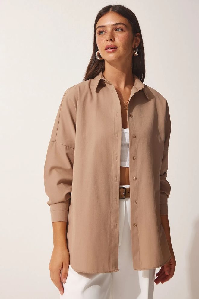 Mina Fashion Oversized lang basisshirt Groothandel Kleding Bescheiden