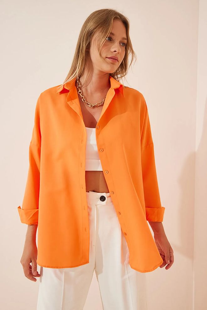Mina Fashion Oversized lang basisshirt Groothandel Kleding Bescheiden