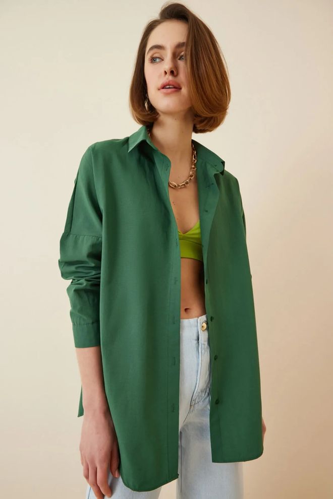 Mina Fashion Oversized lang basisshirt Groothandel Kleding Bescheiden