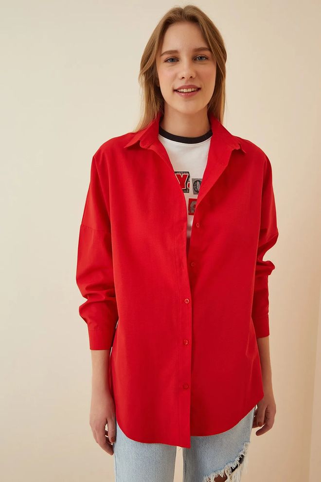 Mina Fashion Oversized lang basisshirt Groothandel Kleding Bescheiden