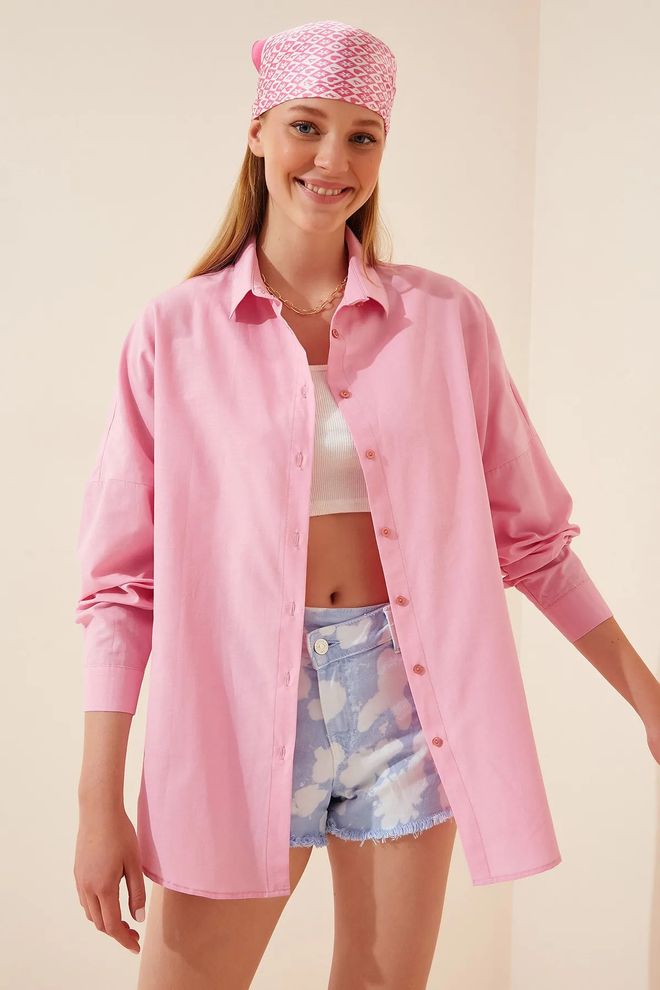 Mina Fashion Oversized lang basisshirt Groothandel Kleding Bescheiden