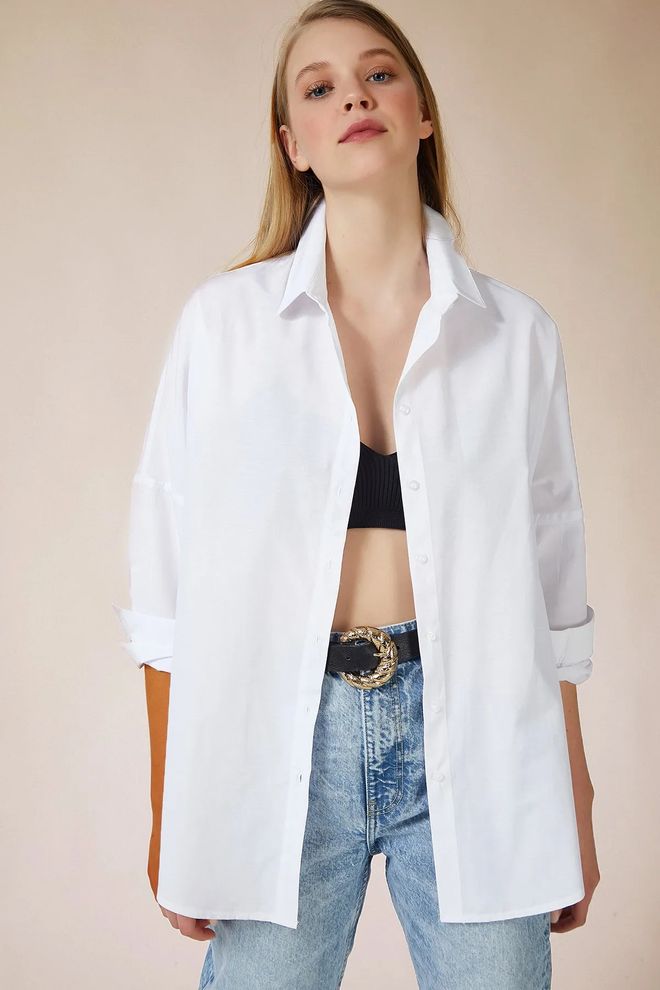 Mina Fashion Oversized lang basisshirt Groothandel Kleding Bescheiden