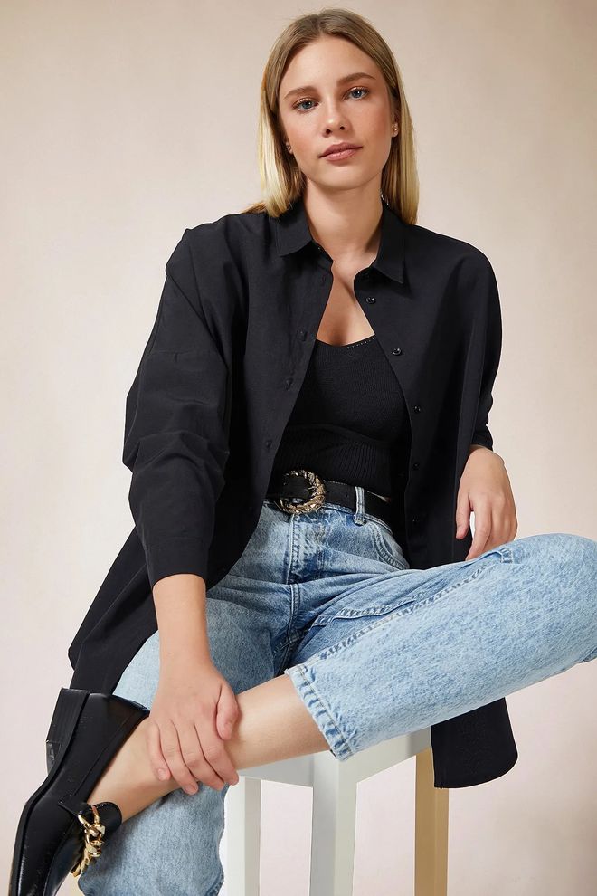 Mina Fashion Oversized lang basisshirt Groothandel Kleding Bescheiden
