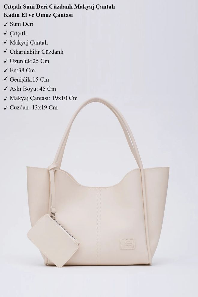 Mina Fashion Bolsa Feminina De Mão E Ombro Com Carteira De Couro Sintético E Bolsa De Maquiagem Roupas por atacado 2