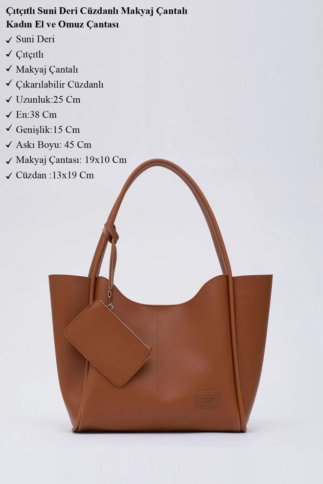 Mina Fashion Bolsa Feminina De Mão E Ombro Com Carteira De Couro Sintético E Bolsa De Maquiagem Roupas por atacado 2