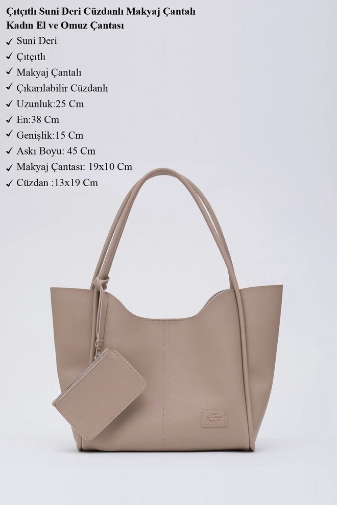 Mina Fashion Bolsa Feminina De Mão E Ombro Com Fecho De Pressão Carteira De Couro Sintético E Bolsa De Maquiagem Roupas por atacado 2