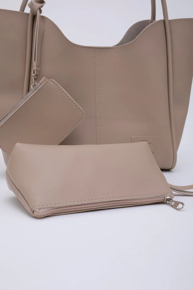 Mina Fashion Bolsa Feminina De Mão E Ombro Com Fecho De Pressão Carteira De Couro Sintético E Bolsa De Maquiagem Roupas por atacado 4