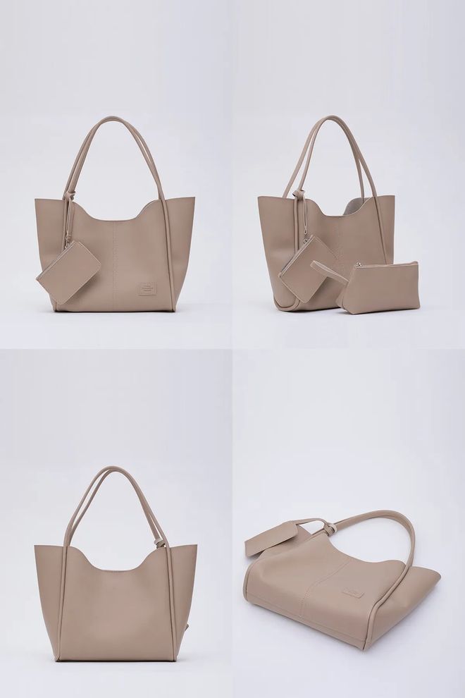 Mina Fashion Bolsa Feminina De Mão E Ombro Com Fecho De Pressão Carteira De Couro Sintético E Bolsa De Maquiagem Roupas por atacado 7