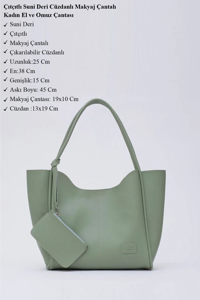 Mina Fashion Bolsa Feminina De Mão E Ombro Com Fecho De Pressão Carteira De Couro Sintético E Bolsa De Maquiagem Roupas por atacado 2