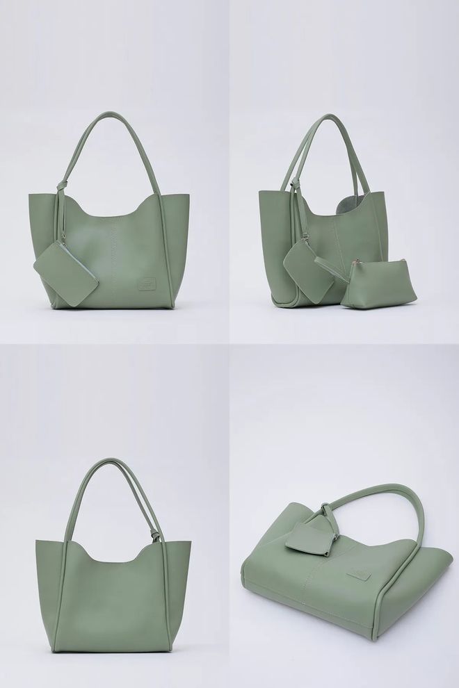 Mina Fashion Bolsa Feminina De Mão E Ombro Com Fecho De Pressão Carteira De Couro Sintético E Bolsa De Maquiagem Roupas por atacado 7