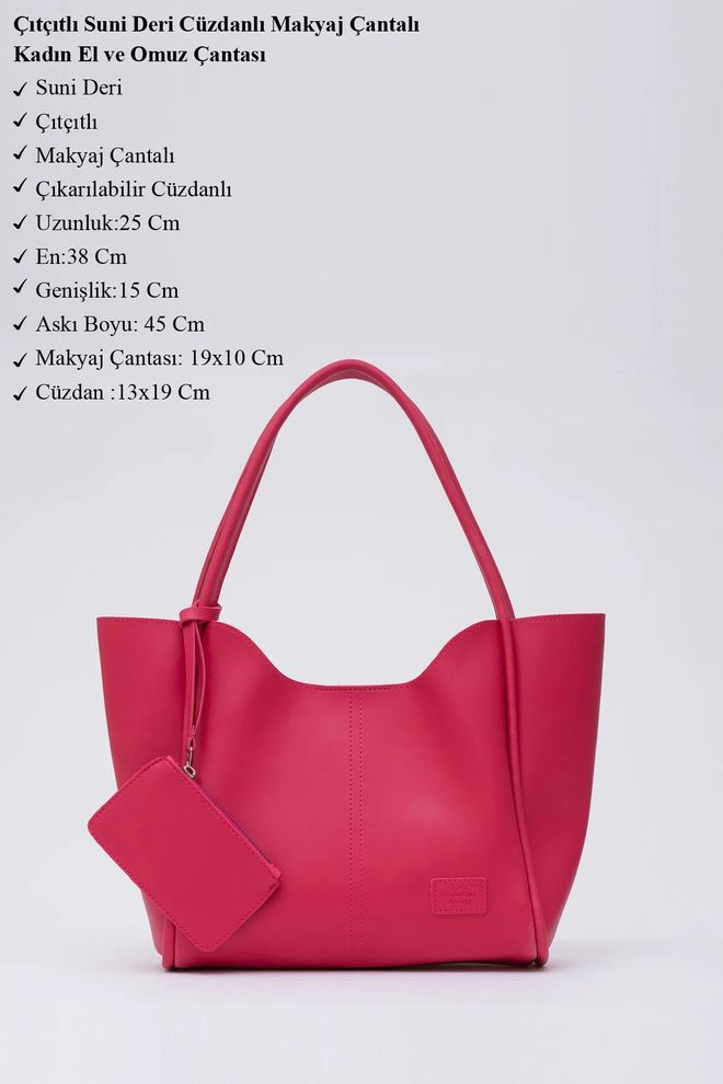 Mina Fashion Bolsa Feminina De Mão E Ombro Com Fecho De Pressão Carteira De Couro Sintético E Bolsa De Maquiagem Roupas por atacado 2