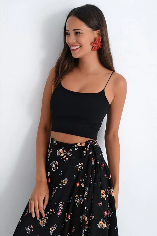 Mina Fashion Bustier van gekamd katoen met touwriem Groothandel Kleding 0