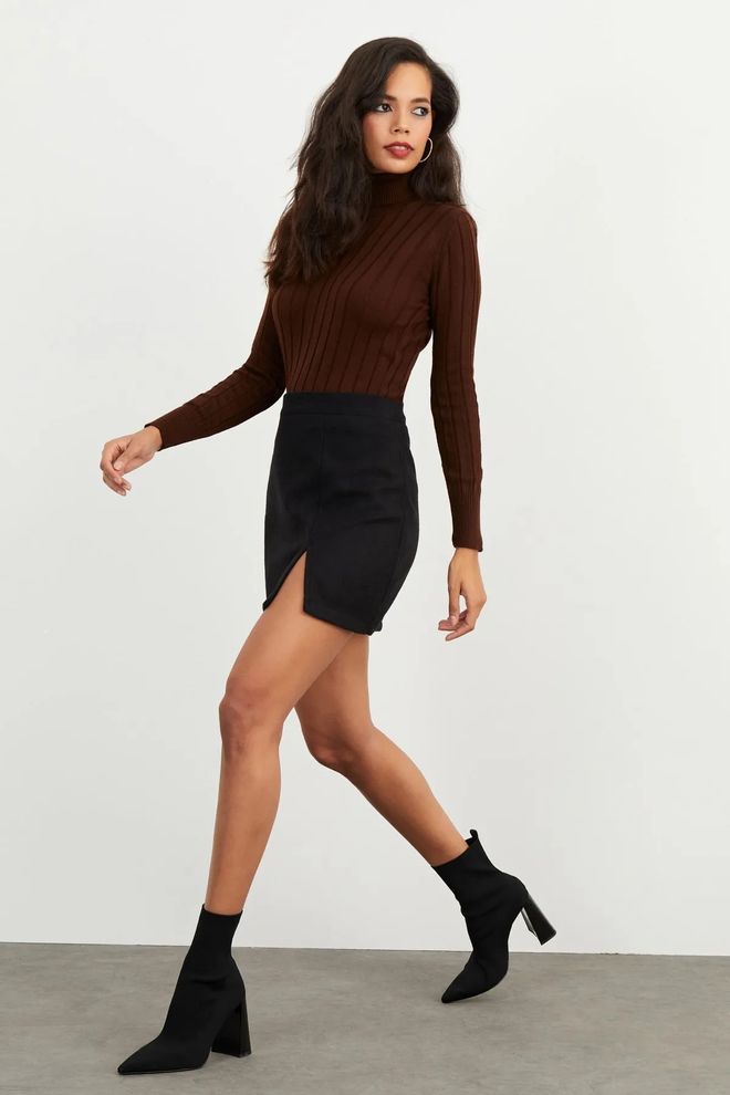Mina Fashion Minigonna Da Donna Con Timbro Nero Abbigliamento all'ingrosso Sexy