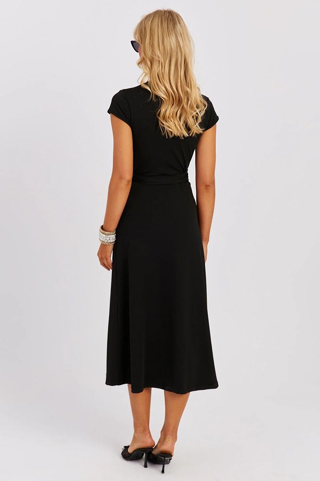 Mina Fashion Women's Black Double Breasted Midi Dress Wholesale Clothing Sexy