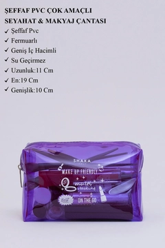 A wholesale clothing model wears mna11566-transparent-pvc-travel-&-makeup-bag, Turkish wholesale Bag of Mina Fashion