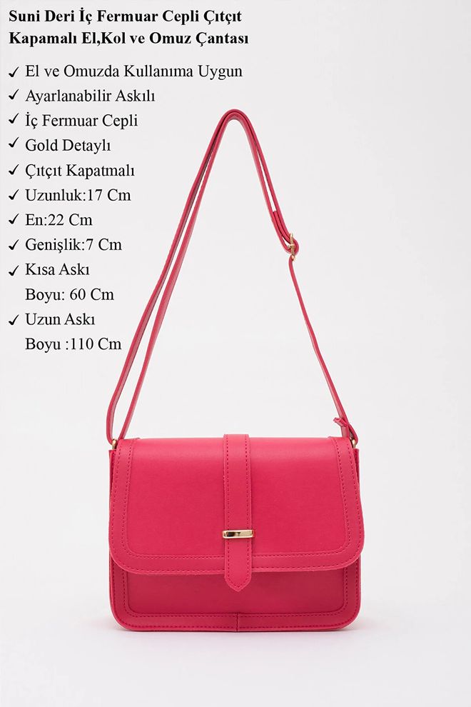 Mina Fashion حقيبة يد وذراع وكتف من الجلد الصناعي مع جيب داخلي بسحاب وإغلاق بالإطباق ملابس بالجملة 2