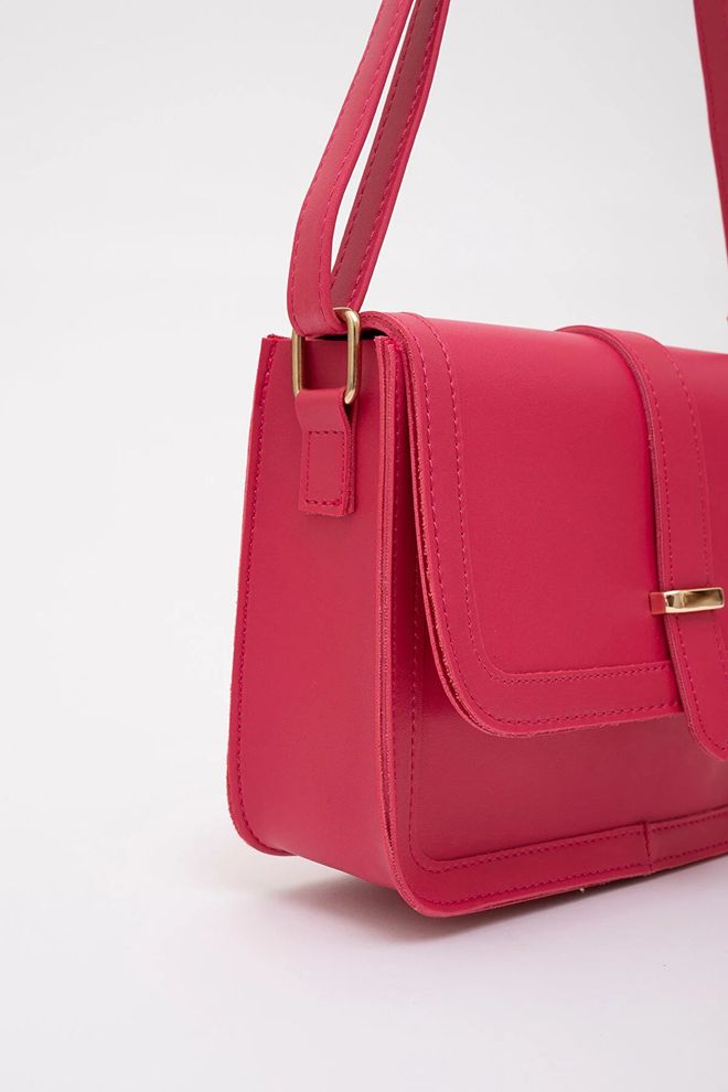 Mina Fashion حقيبة يد وذراع وكتف من الجلد الصناعي مع جيب داخلي بسحاب وإغلاق بالإطباق ملابس بالجملة 4