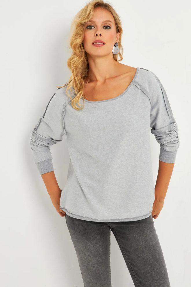 Mina Fashion Felpa Con Scollo A Barca Cucita Al Rovescio Abbigliamento all'ingrosso Casuale