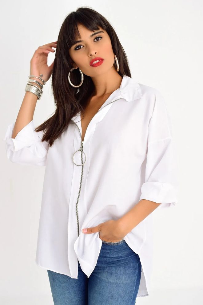 Mina Fashion Overhemd Met Ritssluiting Groothandel Kleding Casual
