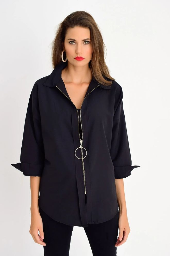 Mina Fashion Overhemd Met Ritssluiting Groothandel Kleding Casual